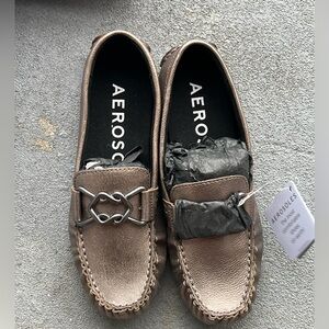 Aerosoles Gaby Graphite Metallic Bronze Leather Casual Flat Loafer 5.5M New